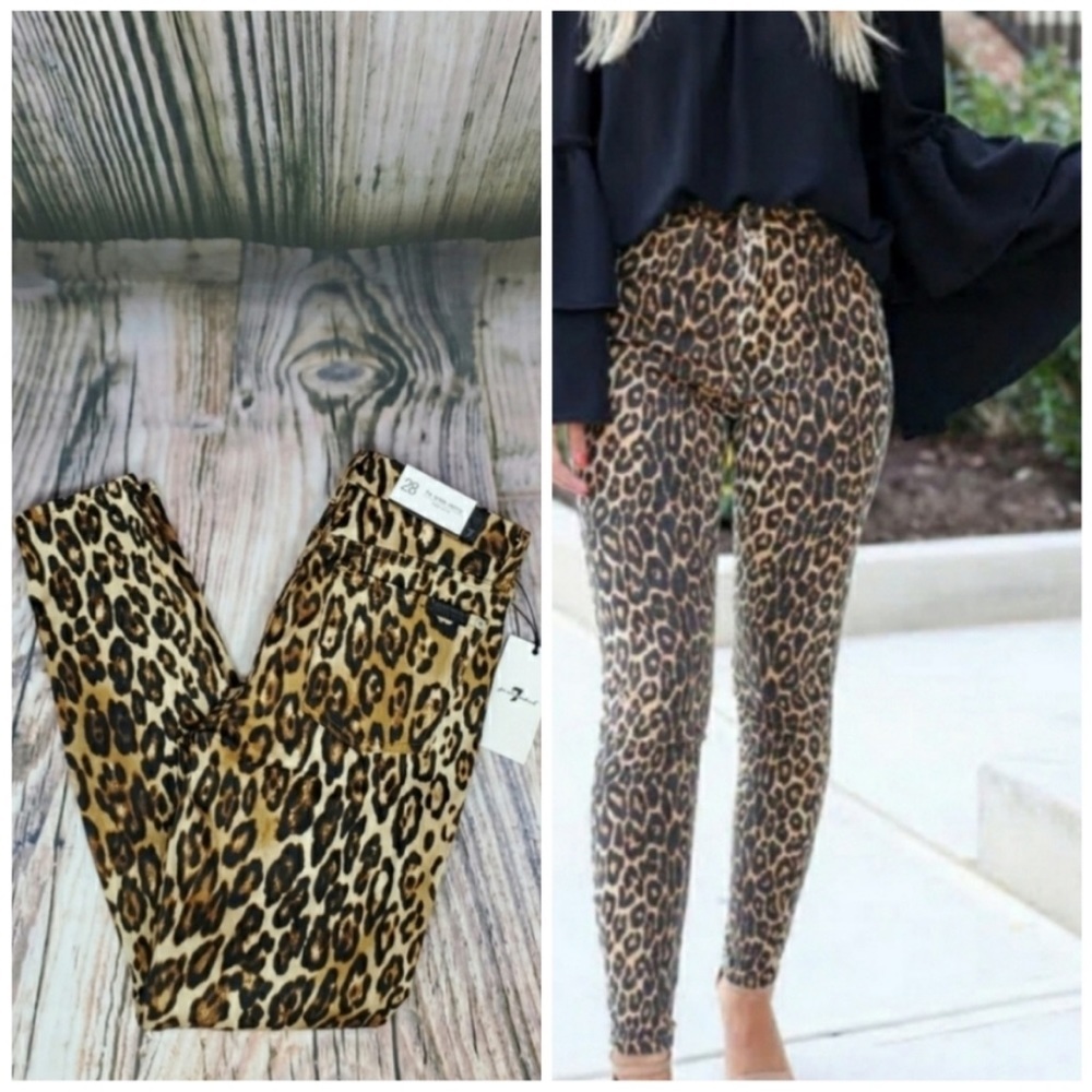 NWT 𝅺7 for all mankind Leopard Ankle Super Skinny Pant Sz 26